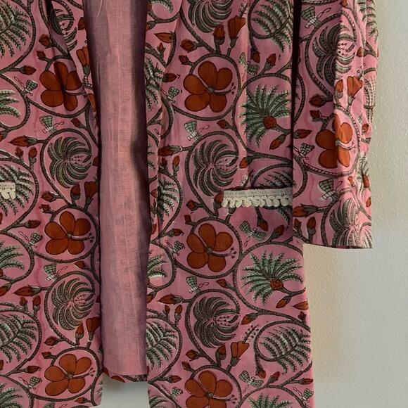 Kalakaari By Sagarika Onion Pink Printed & Embroidered Blazer Jacket Medium - Picture 4 of 8